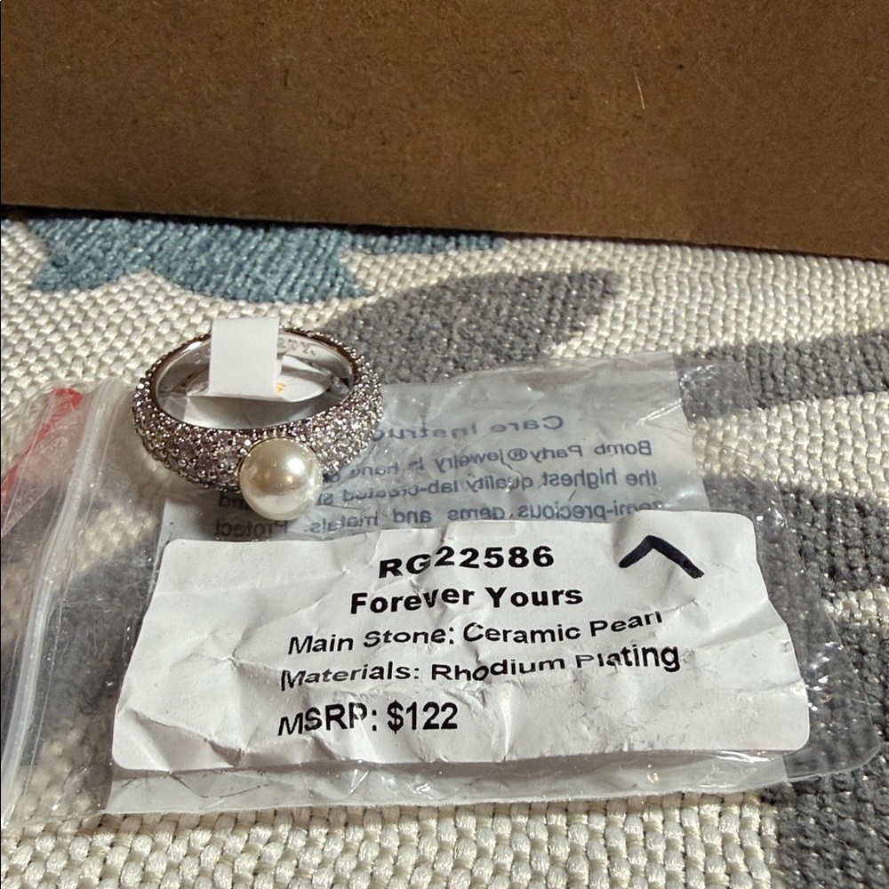 Forever Yours Rhodium-Plated Pearl Accent Ring - White